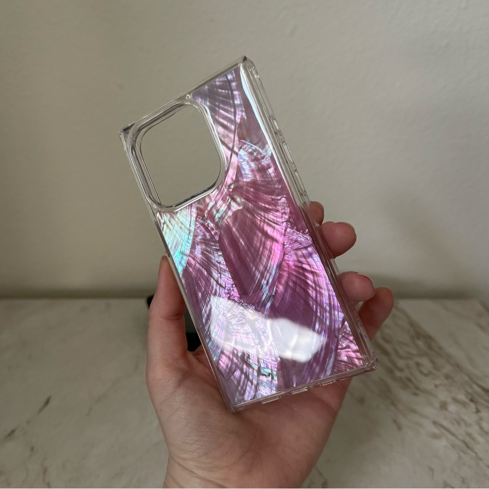 Flaunt Square Phone Case - Pink Mother of Pearl (iPhone 15 Pro)